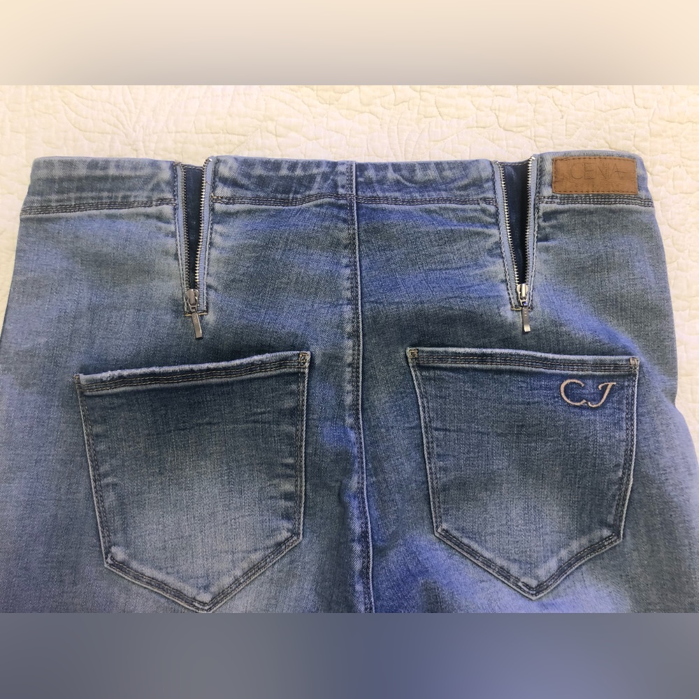 CENIA high rise fringed stretch convijean blue jeans boutique size 14 - Picture 5 of 10